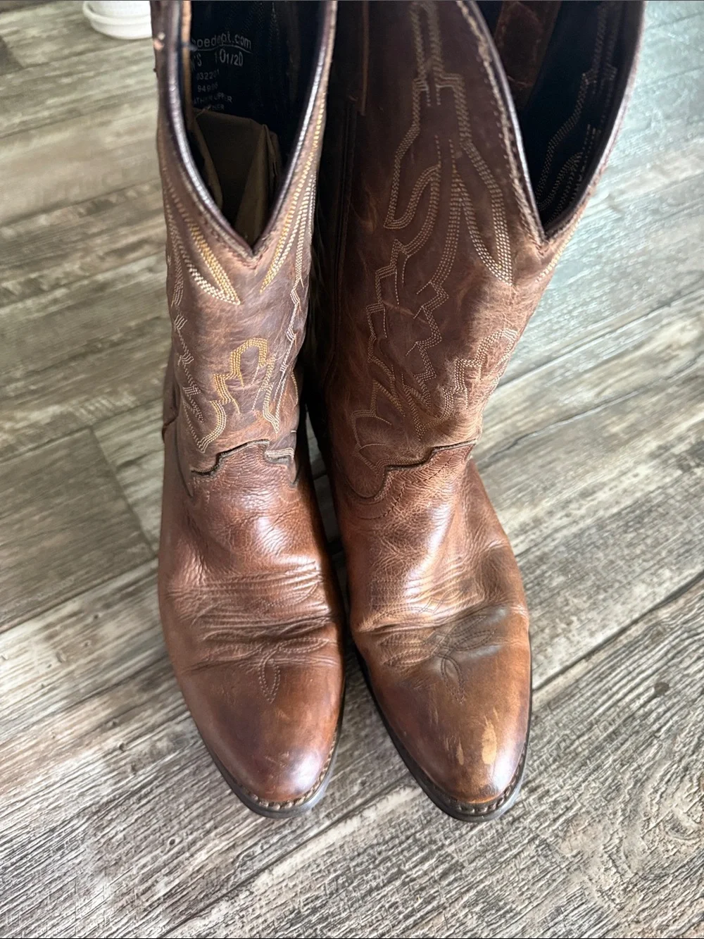 🌟Laredo 🌟Brown Embroidered Leather Cowboy Men Boots, 10.5 D